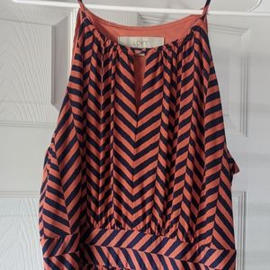 LOFT Orange and Navy Chevron Maxi Dress